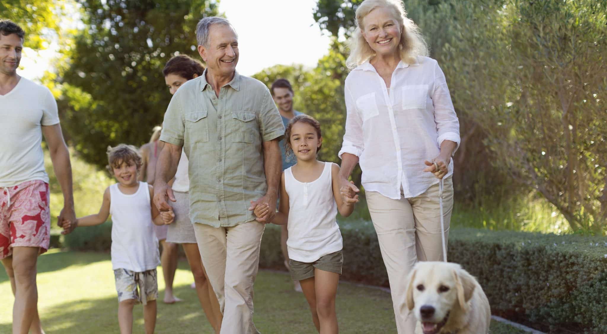 Family walking together in park